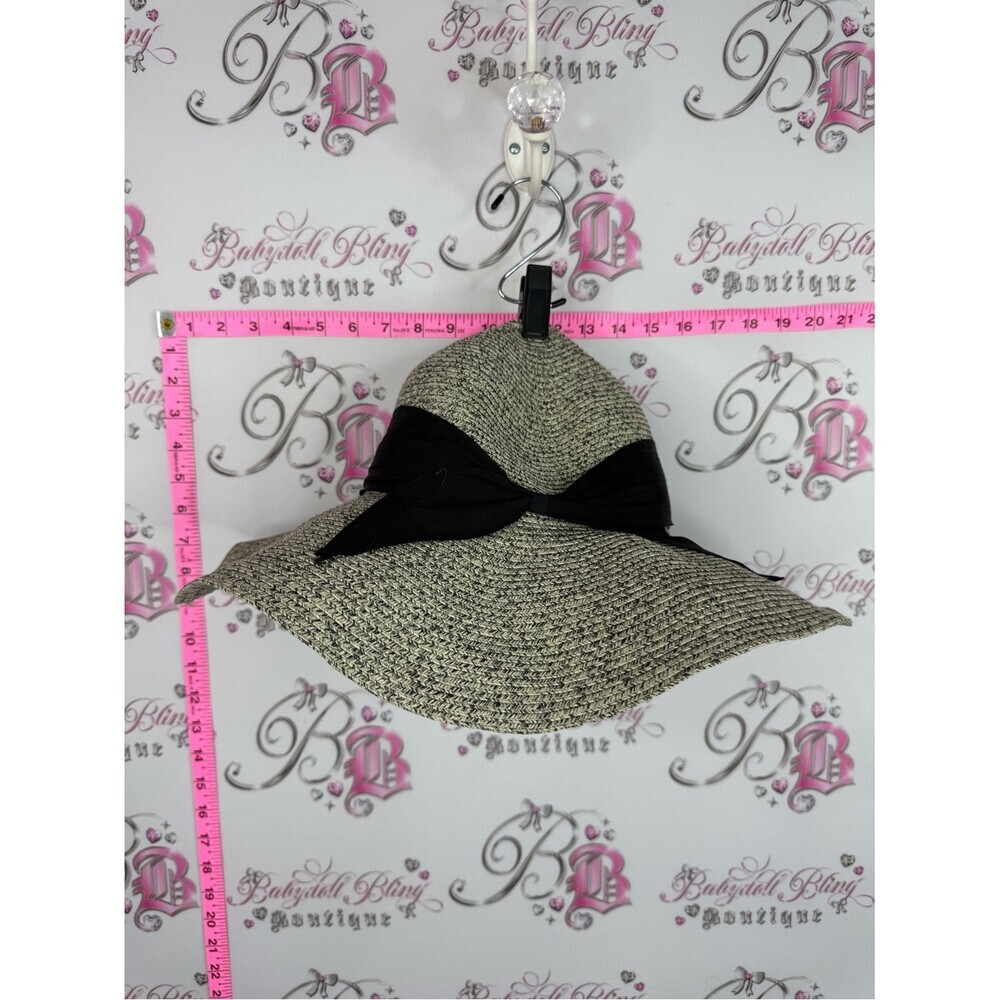 Sun n sand hat bucket UPF 50 protection Wide Brim Straw Sun Hat Black Bow Accent